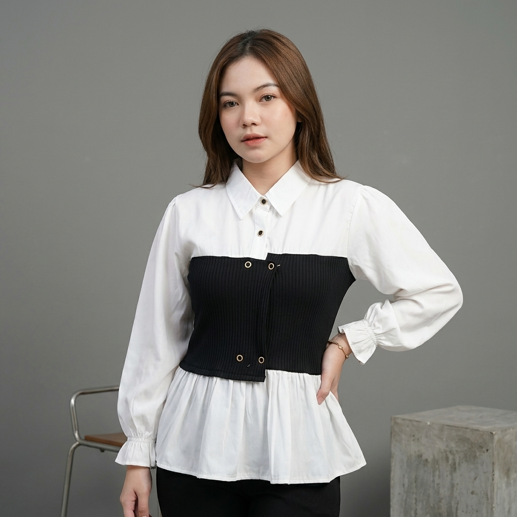 manda top blus oversize - Atasan wanita  rayon kobinadi kenit  premium blus atasan wanita