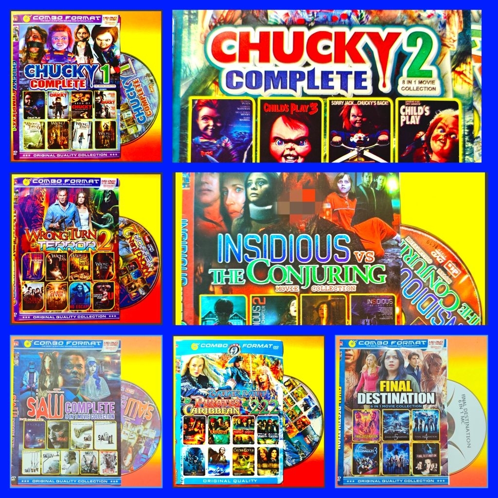 Kaset Film Barat Koleksi Horor Final Chucky - Insidious - Wrong Turn - Pirates - Saw - Nun Edisi Pil
