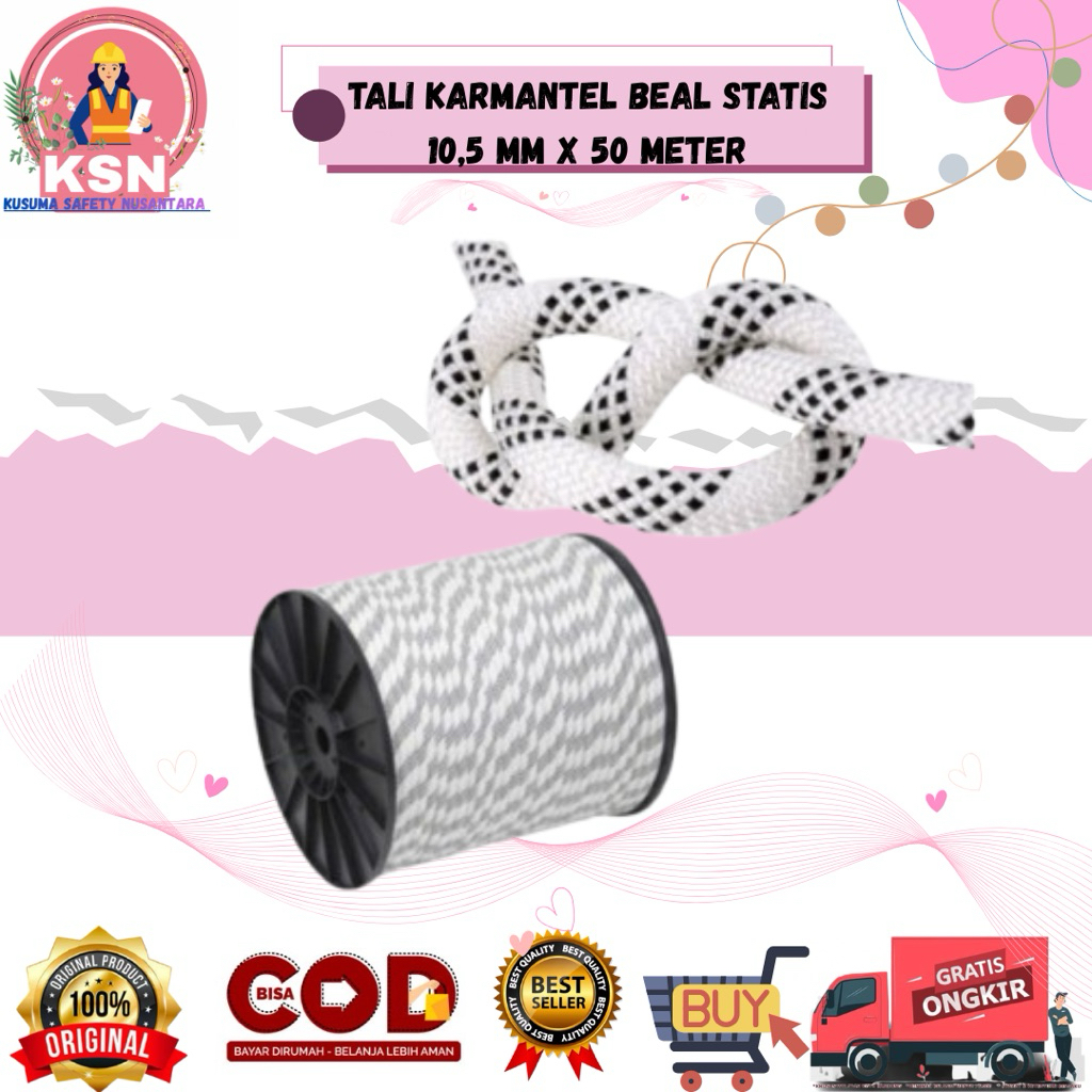TALI KARMANTEL BEAL STATIS 10,5 MM x 50 METER / TALI KARMANTEL BEAL SAFETY / TALI KARMANTEL SAFETY G