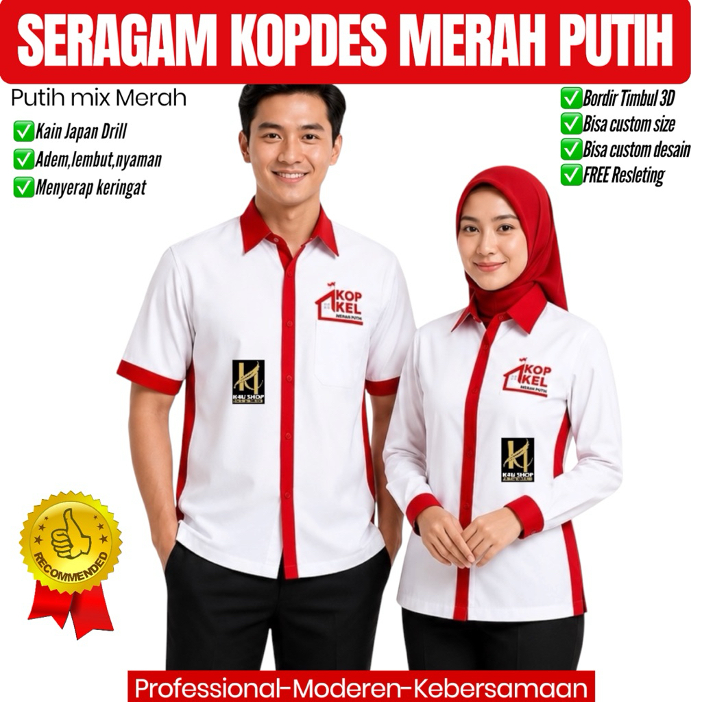 K4U SHOP Seragam Kopdes Koperasi Desa Merah Putih Exclusive