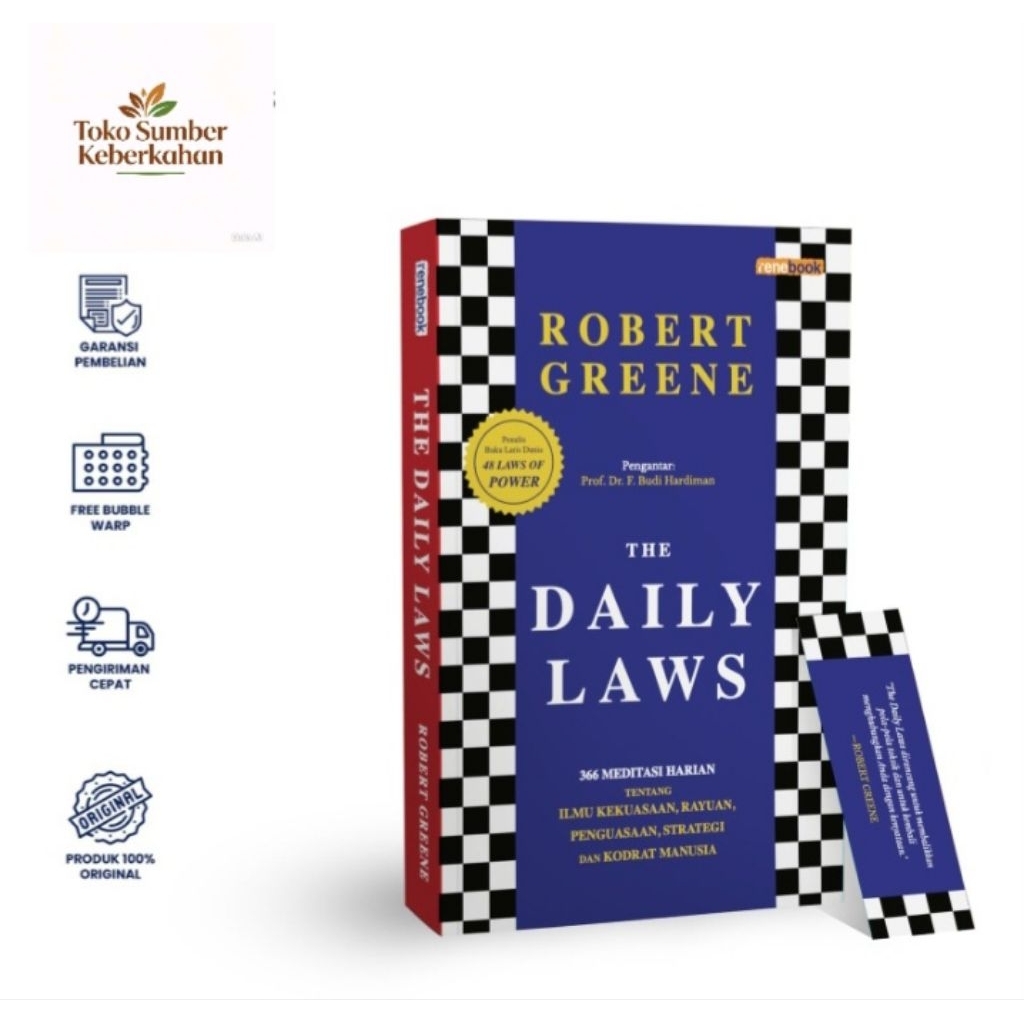 BUKU ORIGINAL TERJEMAH BAHASA INDONESIA THE DAILY LAWS ROBERT GREENE PENERBIT RENEBOOK