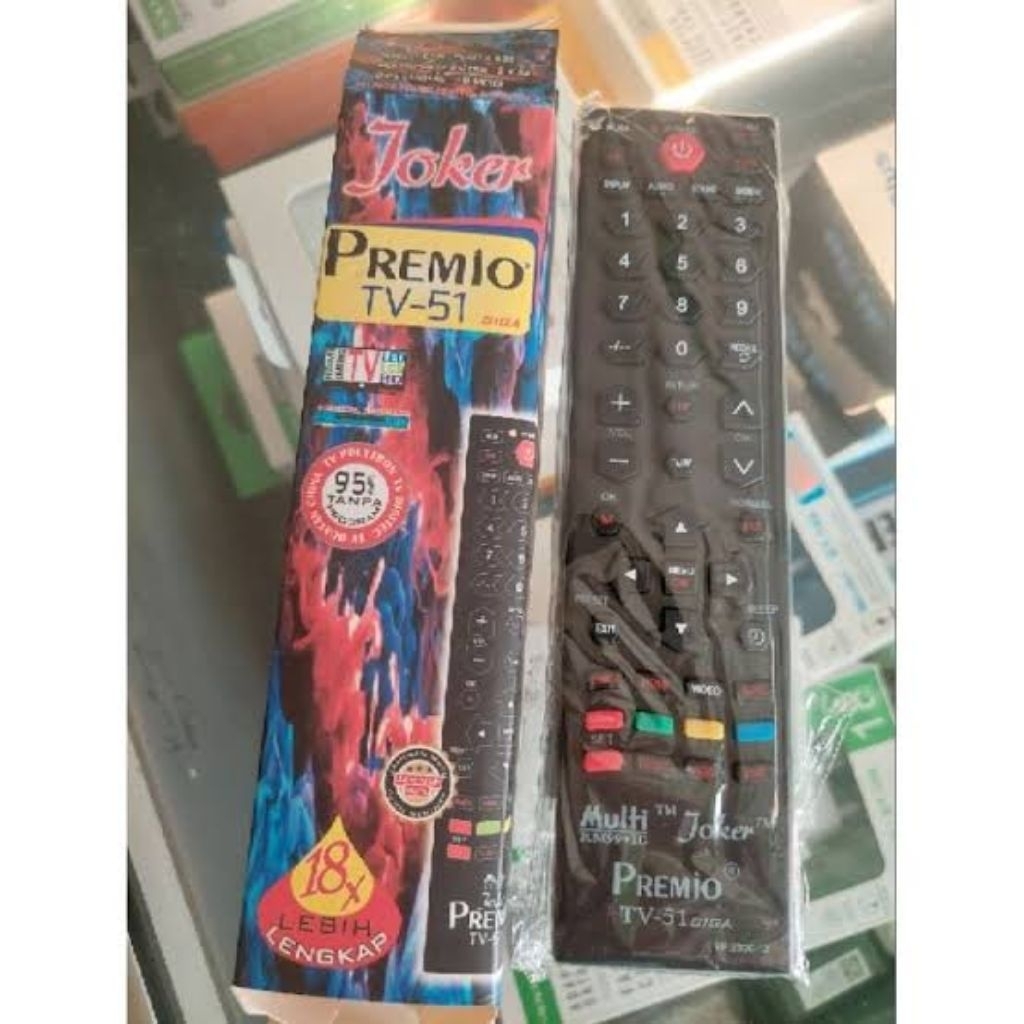 REMOTE MULTI JOKER PREMIO TV 51 ULTRA , TV LCD LED PLASMA TABUNG SEMUA MERK, STB , DIGITAL RECEIVER 