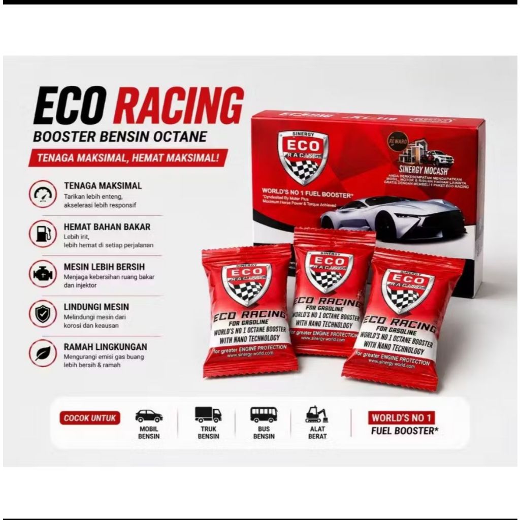 Eco Racing Mobil 1box isi 10 Sachet Penghemat Bbm Bensin Mobil