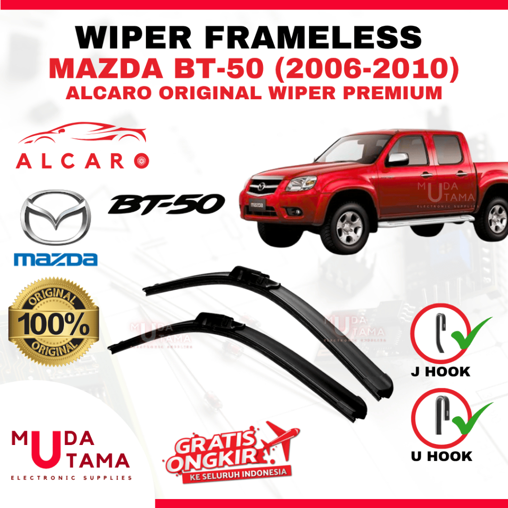 Wiper Frameless MAZDA BT-50 2006 s/d 2010 Original Alcaro - Sapu Kaca MAZDA BT-50 - Wiper MAZDA BT-5