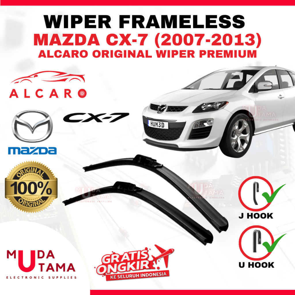 Wiper Frameless MAZDA CX-7 2007 s/d 2013 Original Alcaro - Sapu Kaca MAZDA CX-7 - Wiper MAZDA CX-7 F