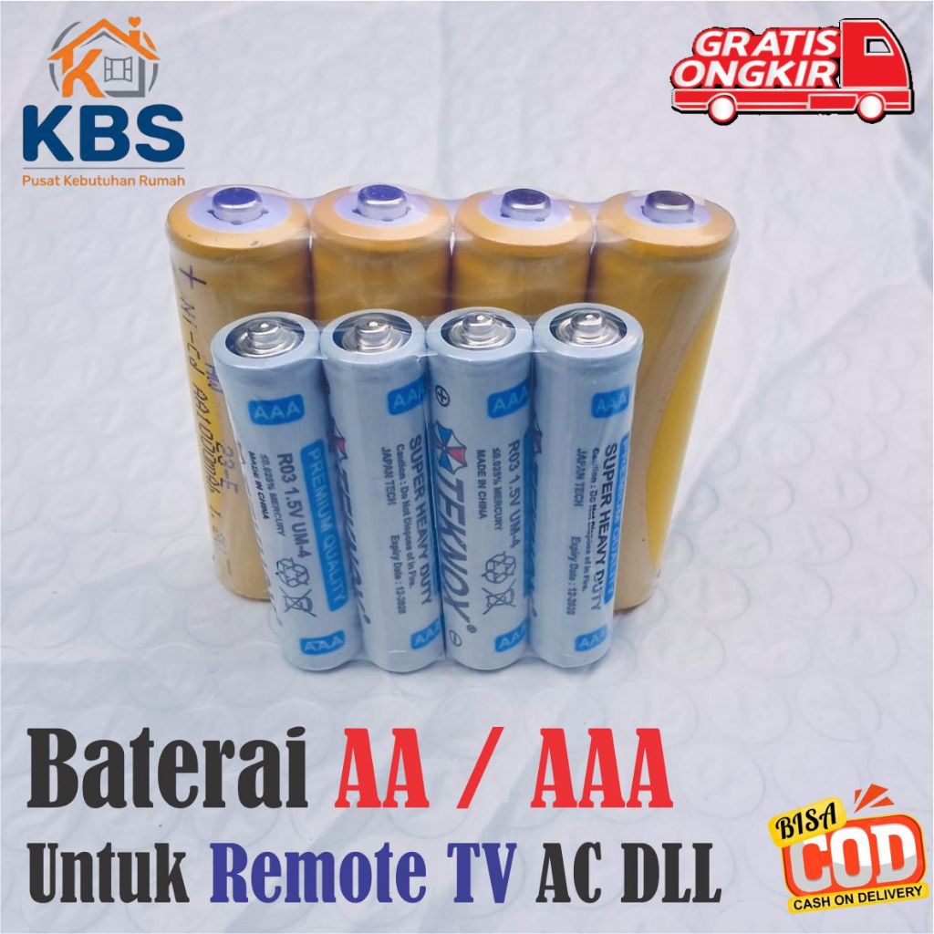 Sepasang Baterai / 2 Pcs Batre AA Sedang AAA Kecil Untuk Remote TV DVD Speaker Remot AC Kipas Angin