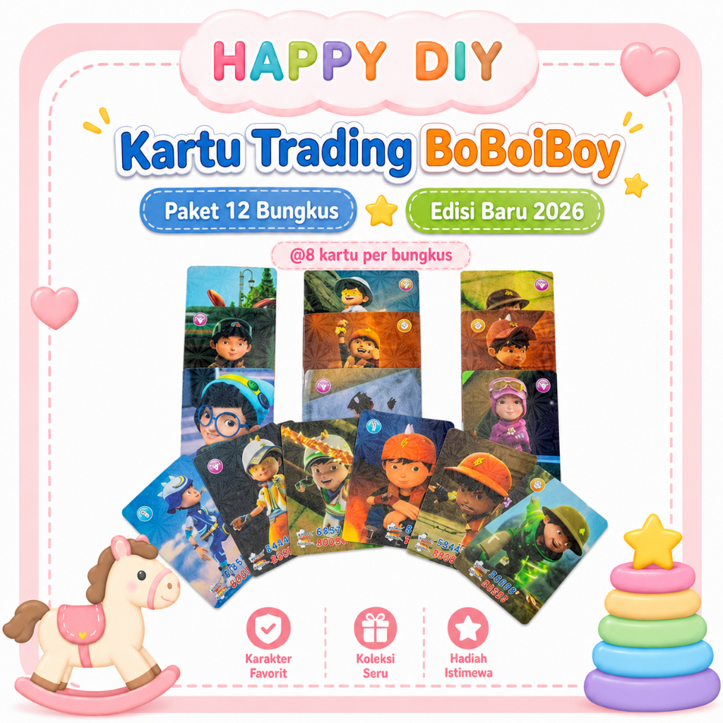 HAPPY DIY KARTU TRANDING CARD BOBOIBOY / KARTU BOBOIBOY/PAKET 12 BUNGKUS KARTU BOBOIBOY GALAXY BARAJ