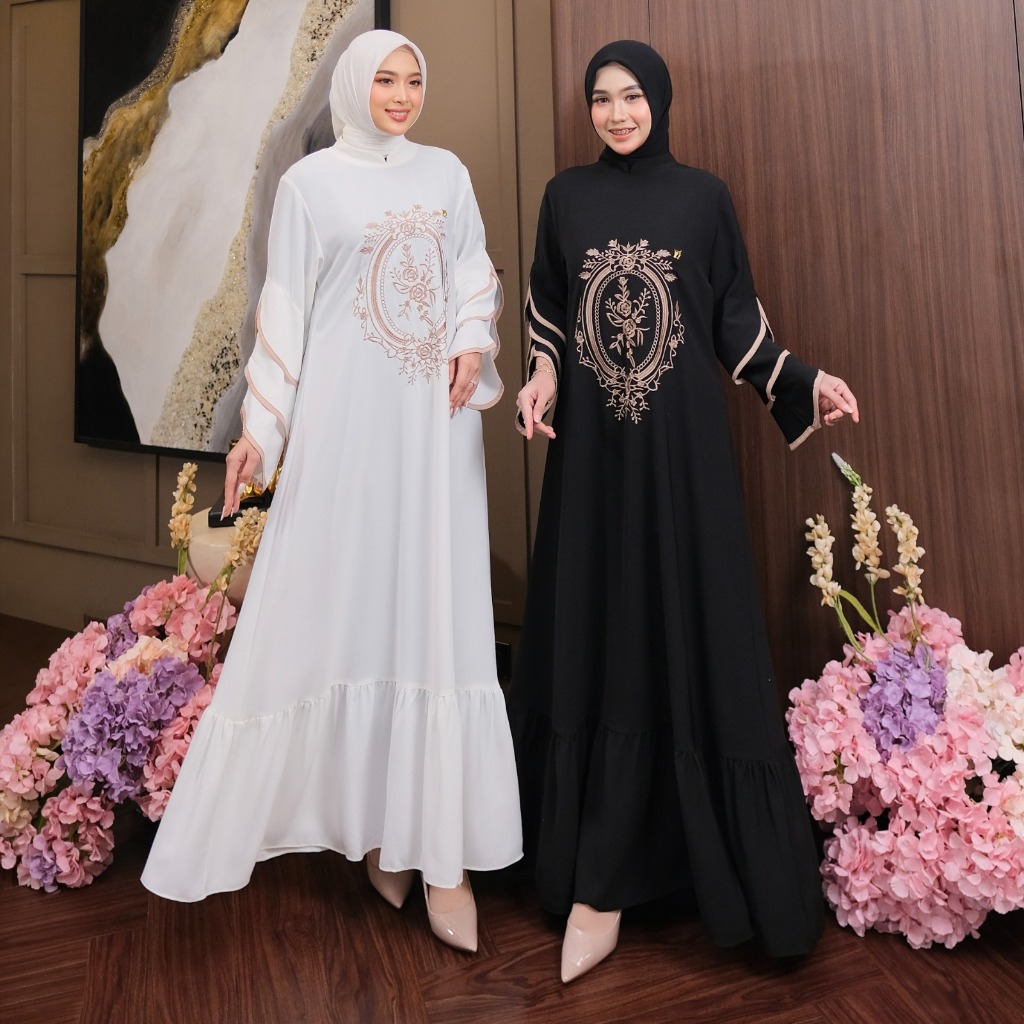 Dumma.id Pakaian Wanita Jovita Luxury Dress Sabrina Premium Aksen Bordir Gamis Mewah