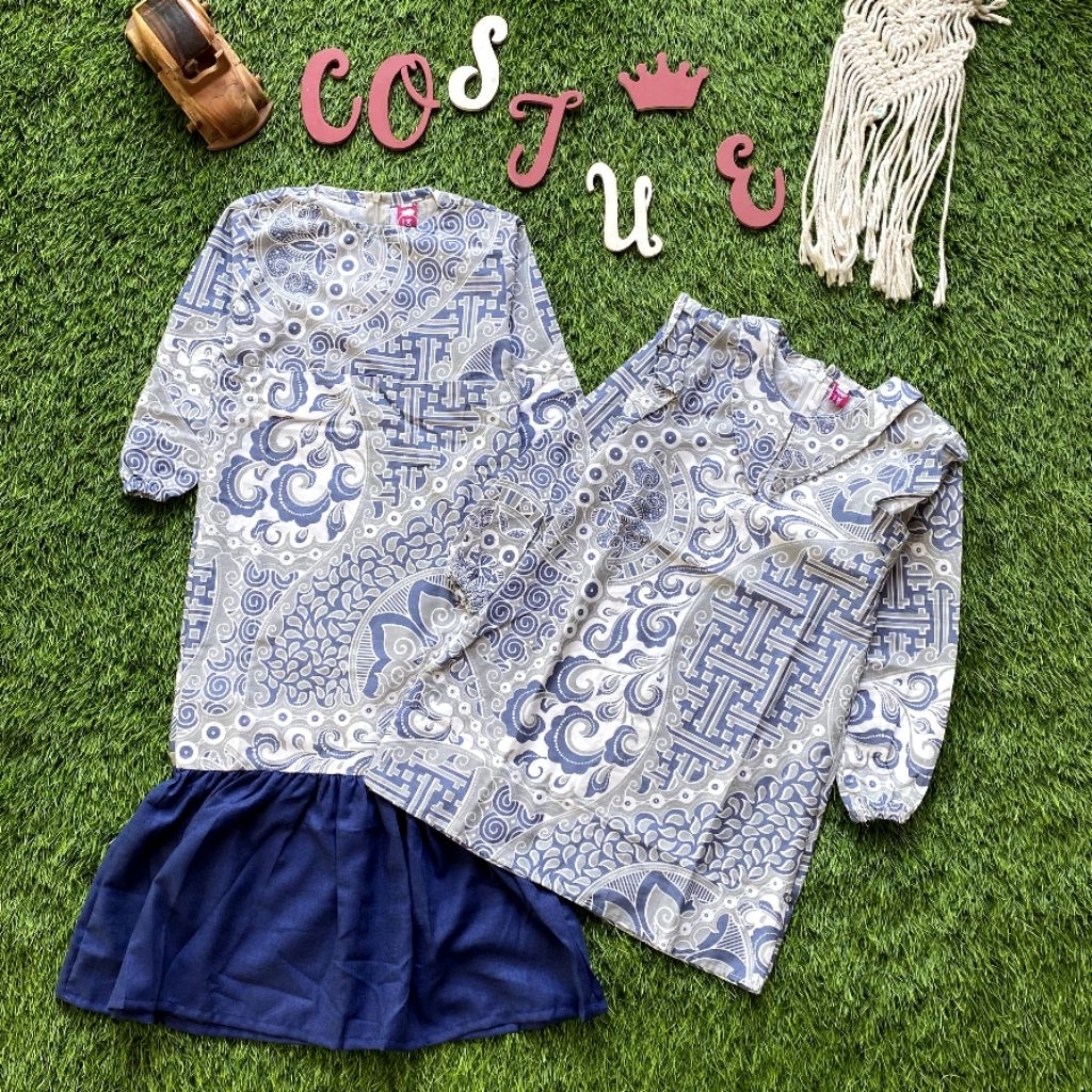 BATIK COSTUME TUNIK GAMIS BATIK ANAK ZAHIRA LENGAN PANJANG BERKARET MODEL CANTIK