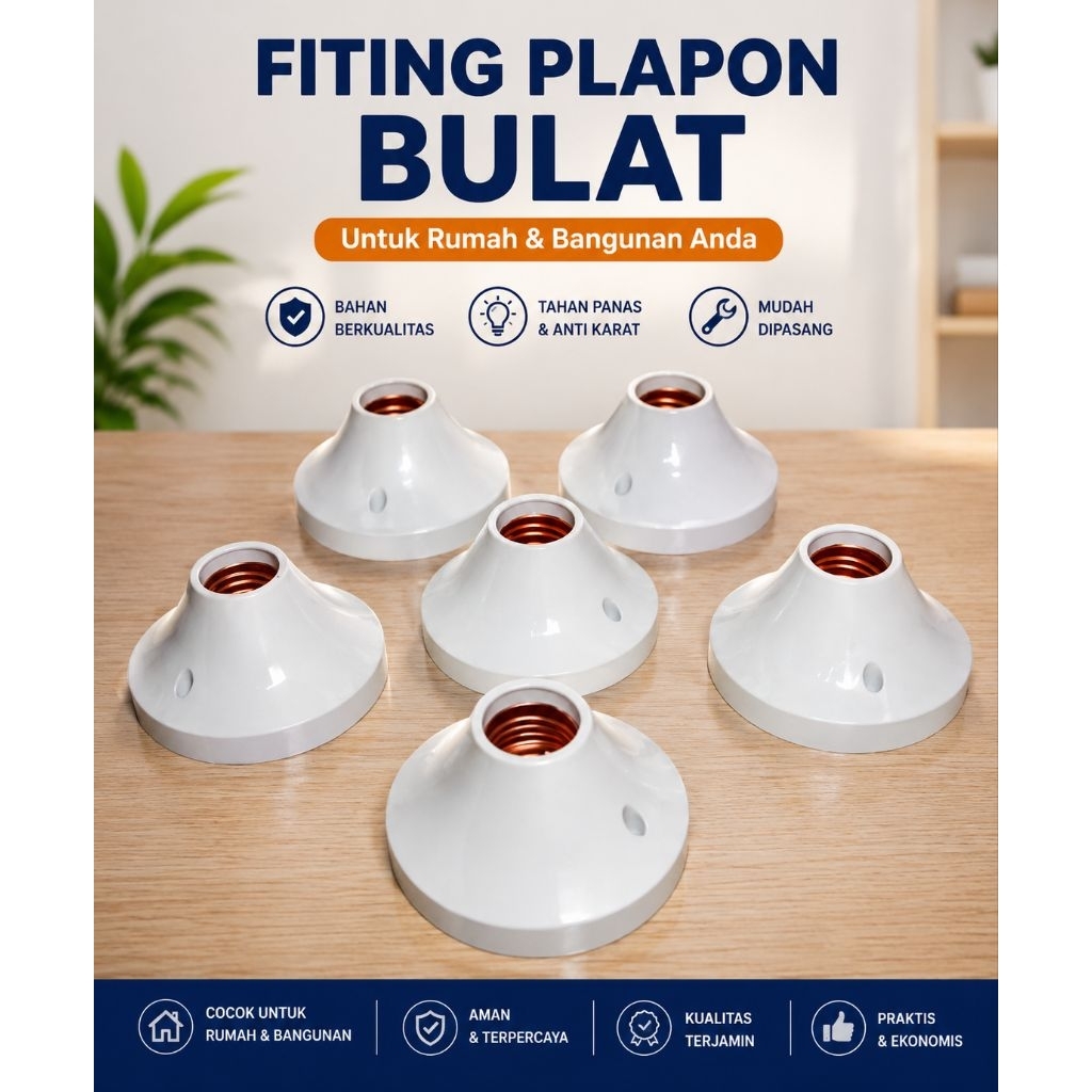 Fiting Plapon Bulat Rumahan/Rumah Lampu mirip Broco SNI