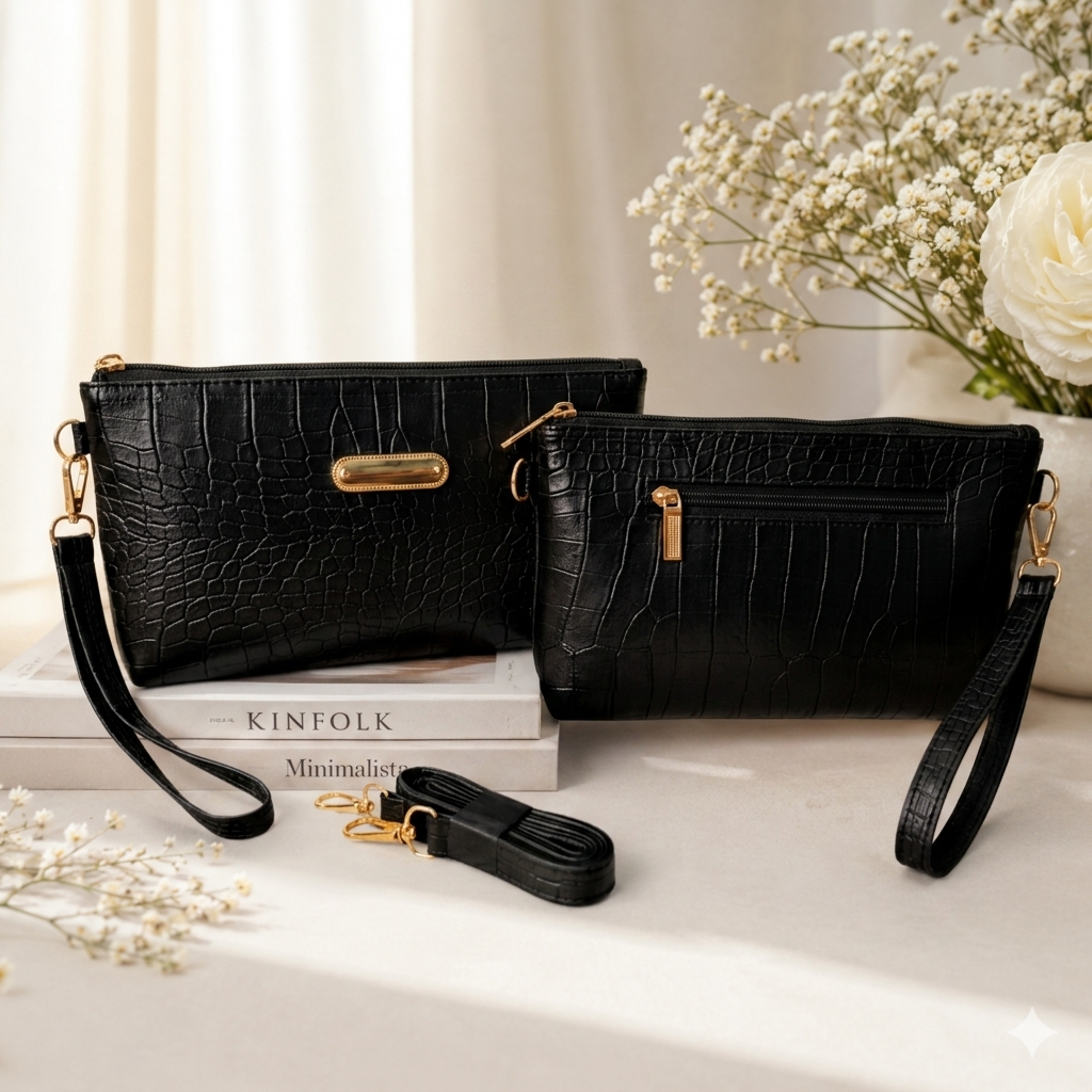 INAR CROCO Pouch Wanita Clutch Kosmetik Wanita Motiv Bahan Croco