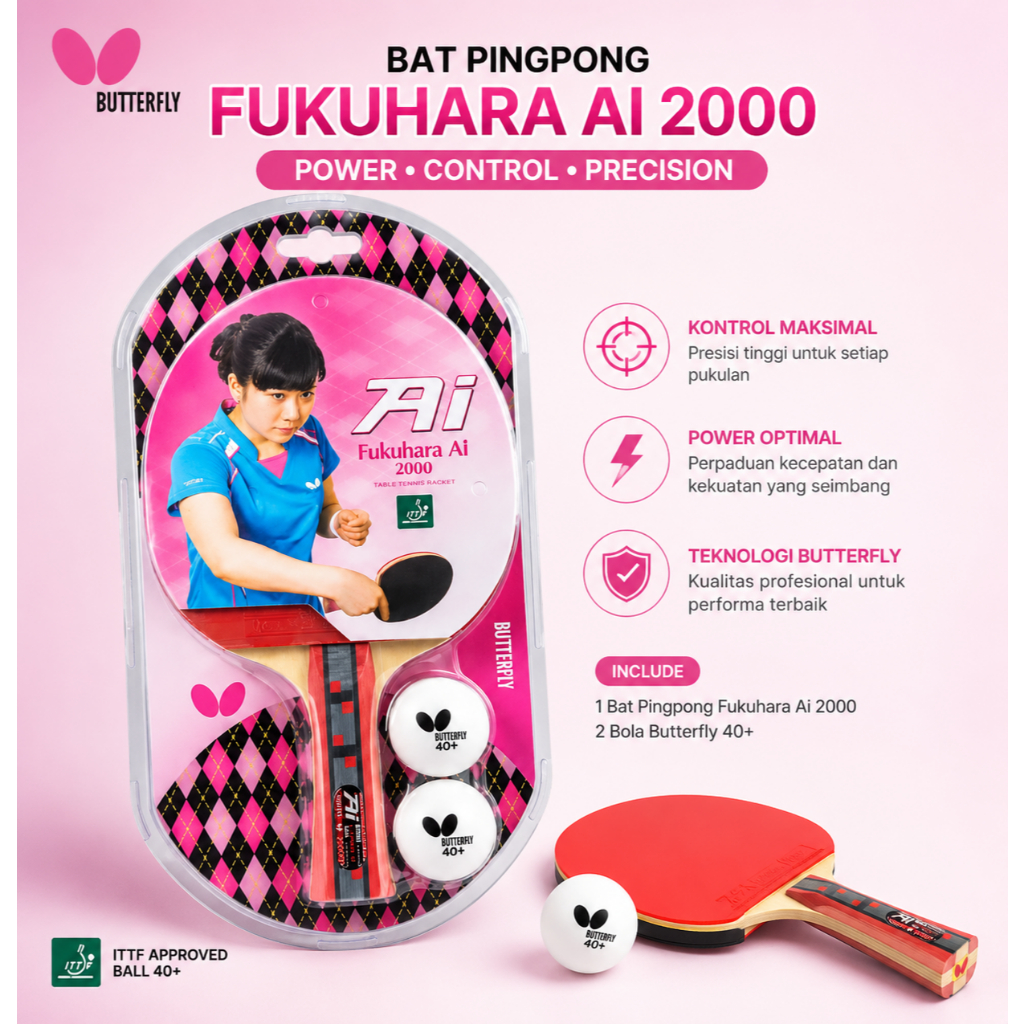 Bat ping pong Fukuhara Ai 2000 + Bola2