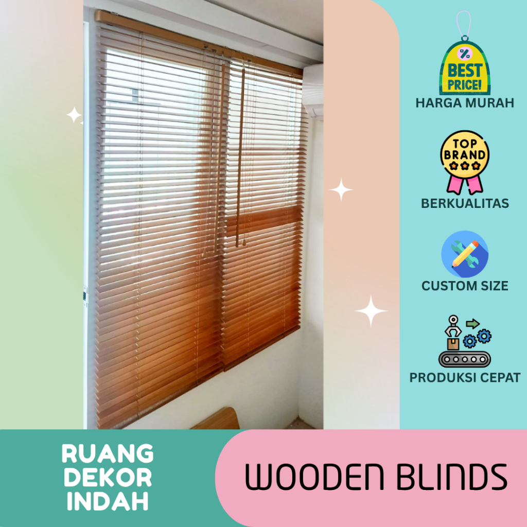 Wooden Blinds Krei Kayu Tirai Jendela Kayu Modern