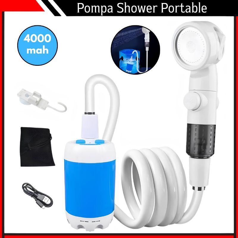 Pompa Shower Portable Camping Outdoor Shower Pump Pompa Celup Baterai Sprayer Portable Rechargeable