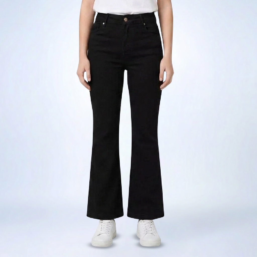 Emba Ladies - Christa BIG SIZE Celana Jeans Cutbray Wanita Stretch Black