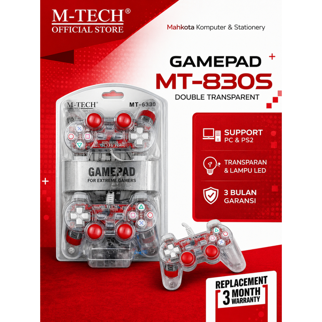 Stik / Gamepad M-Tech USB Transparan Double Stick – Joystick PC Laptop