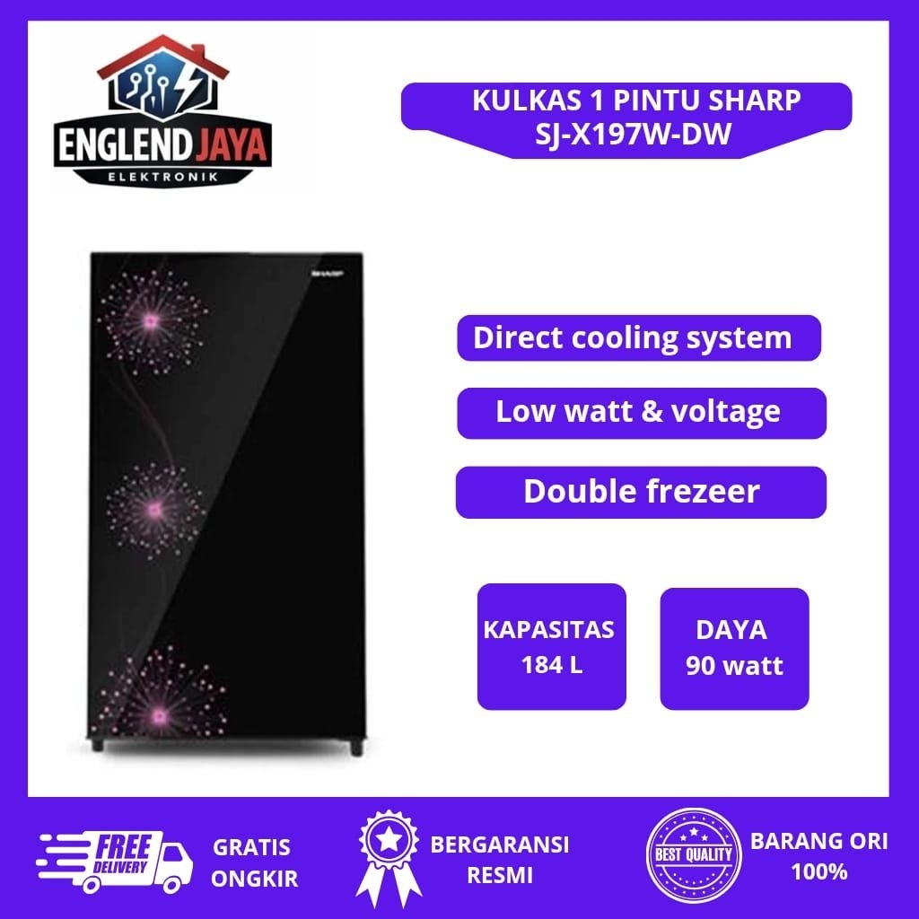 KULKAS 1 PINTU SHARP DOUBLE FREZEER - SJX197WDW