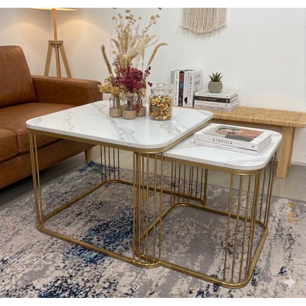 Meja Tamu Minimalis Set Kotak Aestheric | Meja Ruang Tamu | Furnitur Ruang Tamu | Meja Sofa