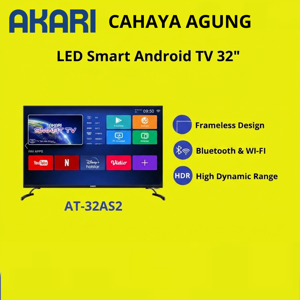 AKARI Smart Android TV 32 inch Bluetooth AT-32AS2 ( LED TV 32 Inch )