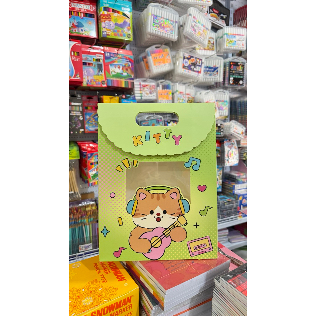 Tas Kado Mika Transparan Paper Bag Besar Lucu Kucing | YR-FD-L-045C 32x24x10 | Dian Ilmu Stationery