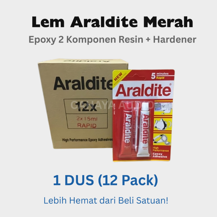 Lem Epoxy Araldite 12 Pcs - Lem Epoxy besi ARALDITE rapid lem speaker araldite merah putih 5 menit 2