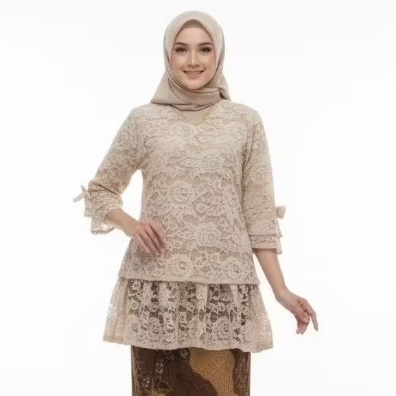 Liliarda blus brokat full furing Kebaya brokat modern premium model susun lengan lonceng Blus brokat