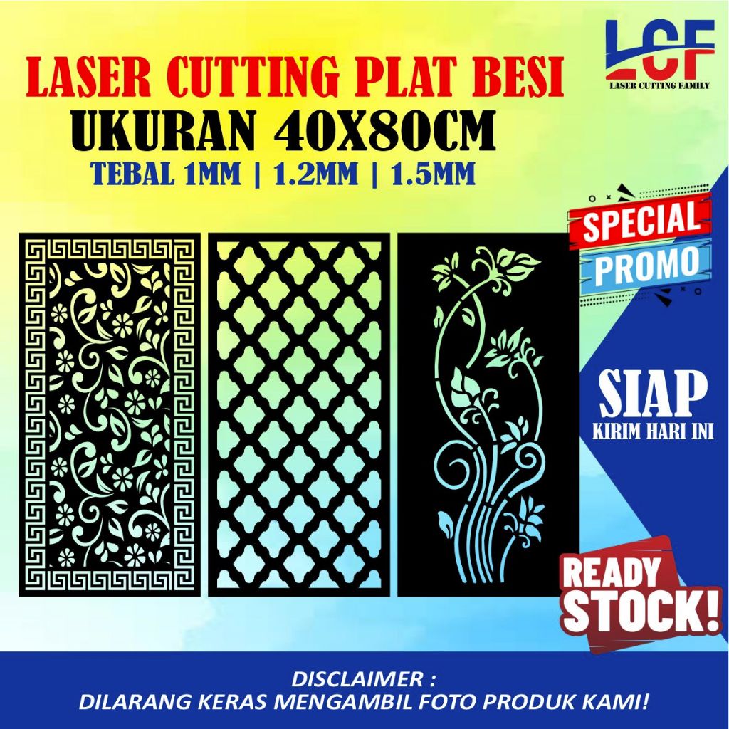 Pagar Minimalis Laser Cutting Plat Besi Ukuran 40X80CM | TEBAL 1MM 1.2MM 1.5MM 2MM