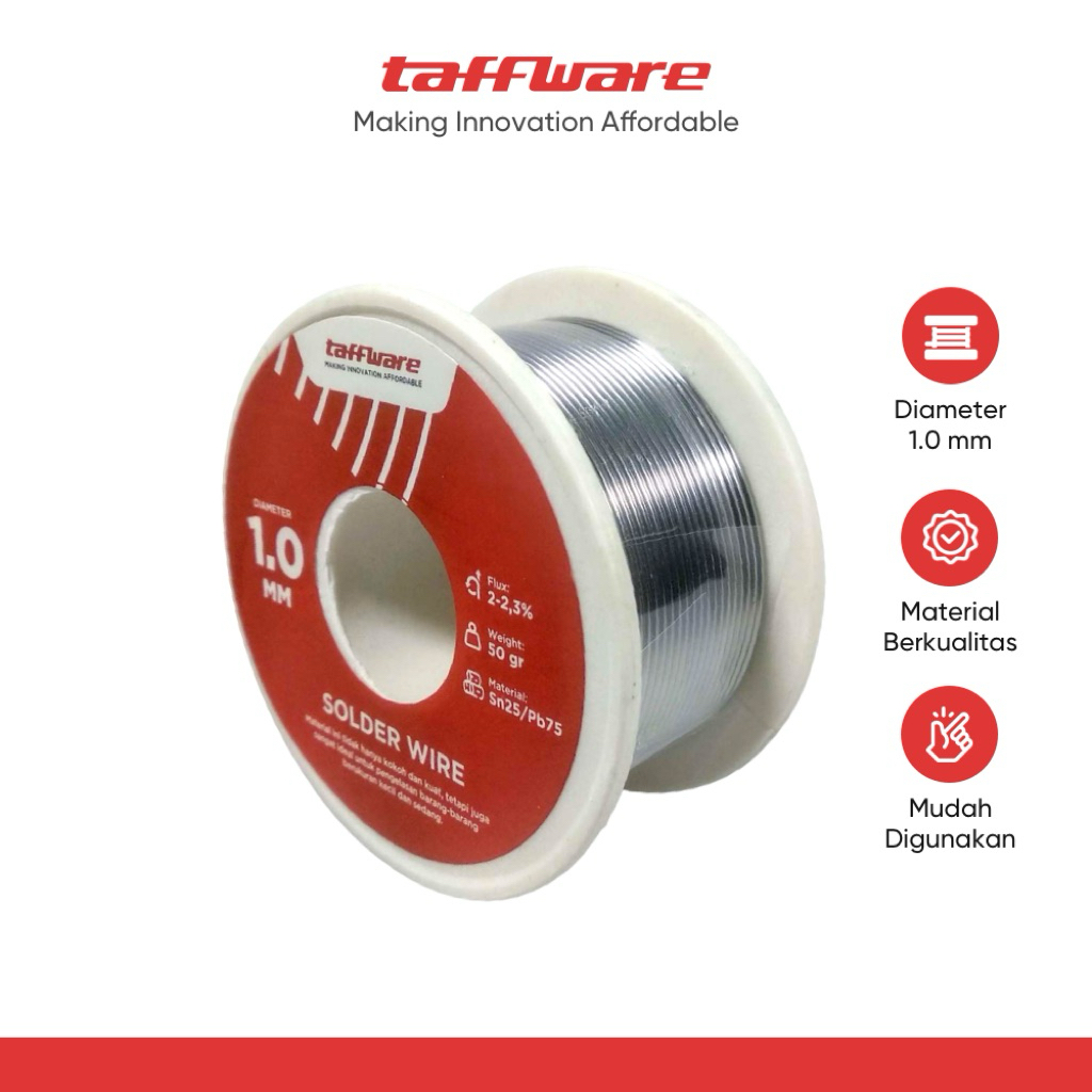 Taffware Kawat Timah Solder Flux Wire 1.0mm - HD-1 Silver 50gram