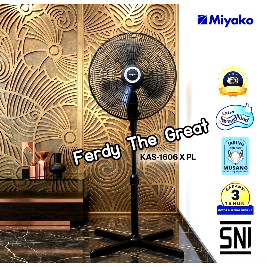 Kipas angin miyako 1606x hitam berdiri / kipas miyako stand fan 1606x pl / 1606x gb / kipas miyako