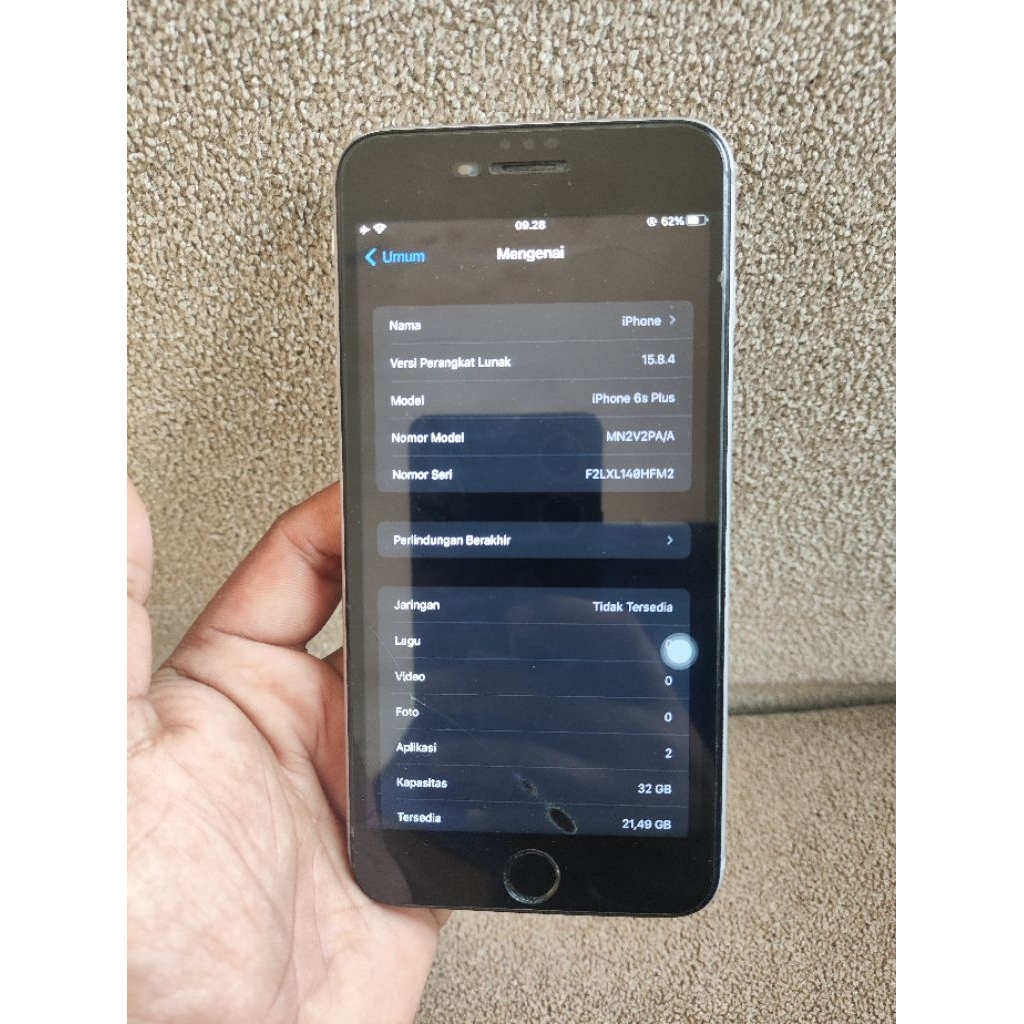 IPHONE 6S PLUS 32GB MINUS BYPASS DAN LCD SEPERTI GAMBAR