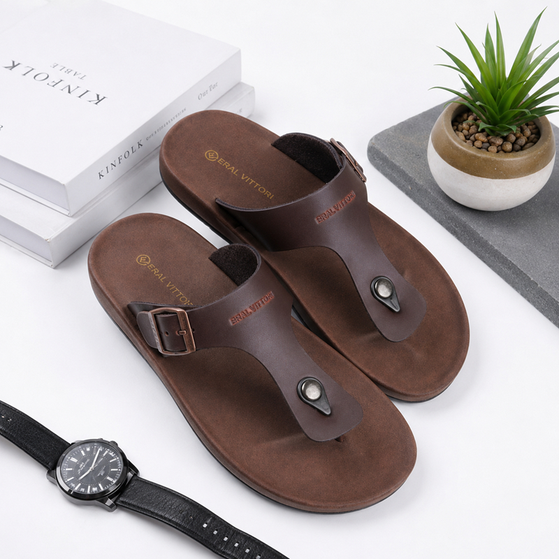 Eral Vittori - Erlux S06 Sandal Pria Kulit Harian Santai