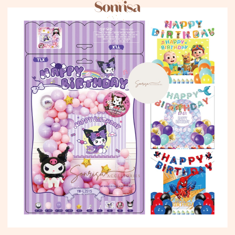 Paket Dekorasi Ulang Tahun Karakter / Set Dekor Ultah Anak / Background Ultah
