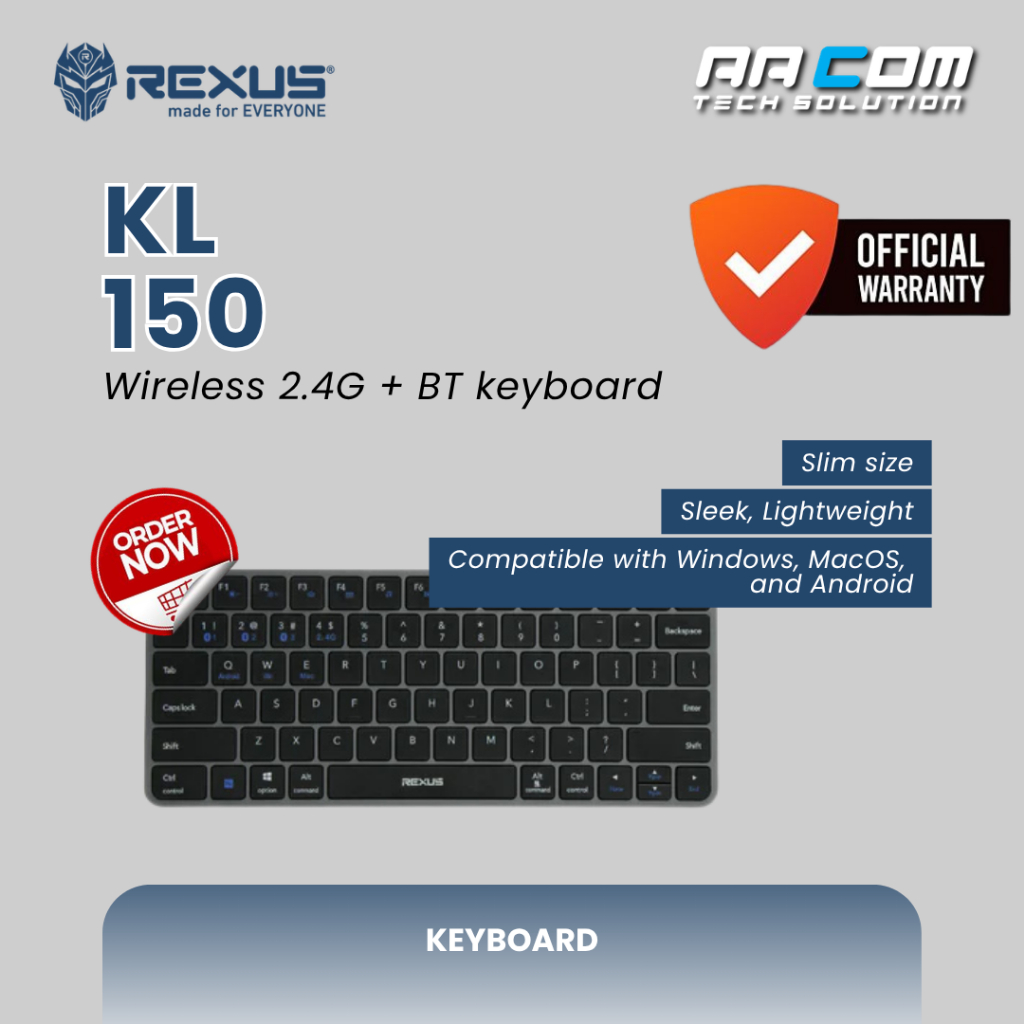 REXUS KL150 / KL-150 KEYBOARD OFFICE WIRELESS LOW-PROFILE - LAYOUT ULTRA SLIM DESIGN