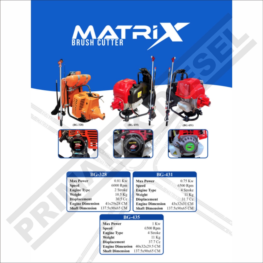 (MATRIX BG435) Mesin Potong Rumput Gendong 4 Tak MATRIX BG435 / Brush Cutter Paddy Mesin Pemotong Ru