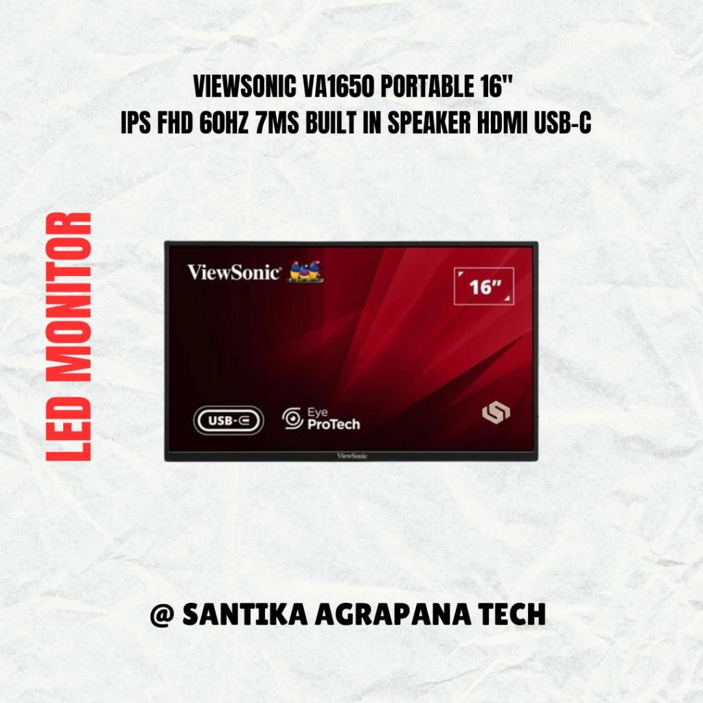 Viewsonic VA1650 LED Monitor Portable 16" IPS FHD 60Hz 7ms Built In Speaker HDMI USB-C