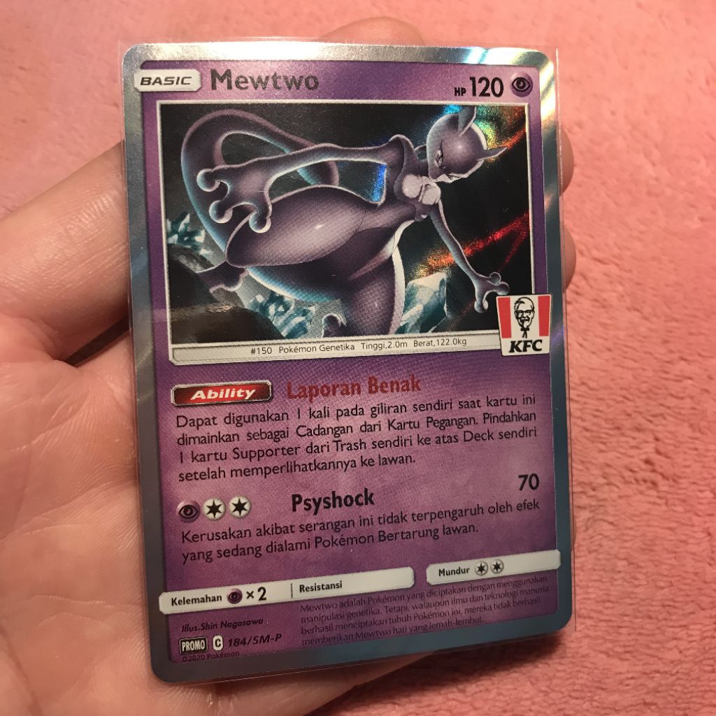 Kartu Pokemon Mewtwo TCG Card KFC Promo Rare Limited Edition #184/SM-P NM/M