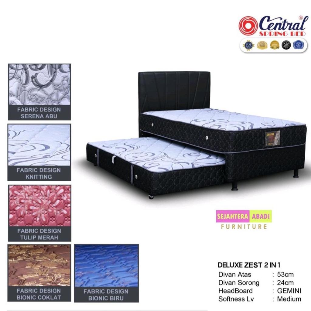 Central springbed 2in1 twin sorong DELUXE zest Quilting kasur sorong kasur susun kasur tingkat divan