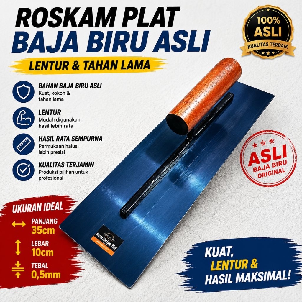 plat baja biru ROSKAM 35CM tebal 05mm