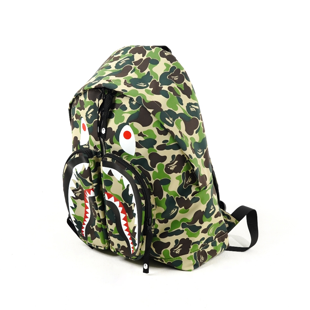 Tas BAPE SHARK ABC CAMO GREEN MULTI ZIP BACKPACK 100% ORIGINAL