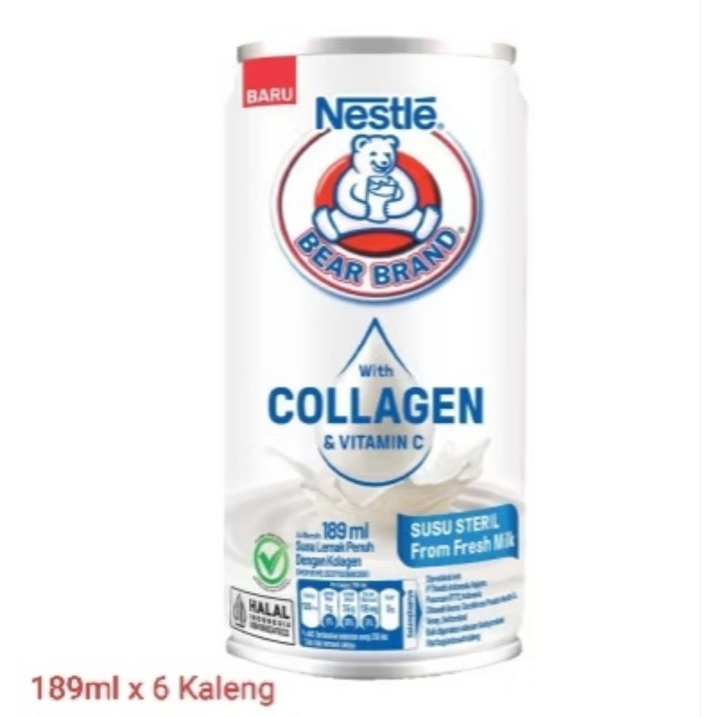 Nestle Bear Brand with Collagen + Vitamin C, isi 6 x 189ml