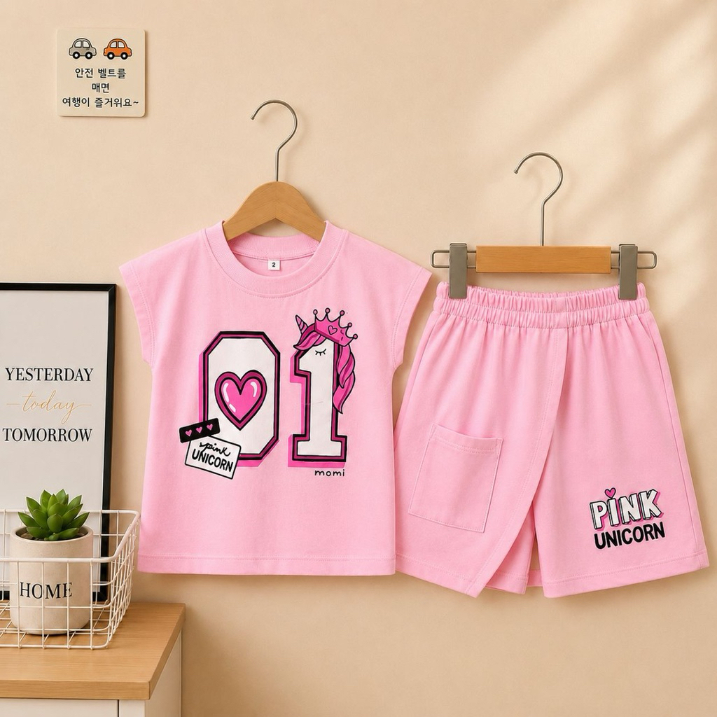 Setelan Anak Perempuan Unicorn | Baju Anak Cewek Rok Celana Korean Style