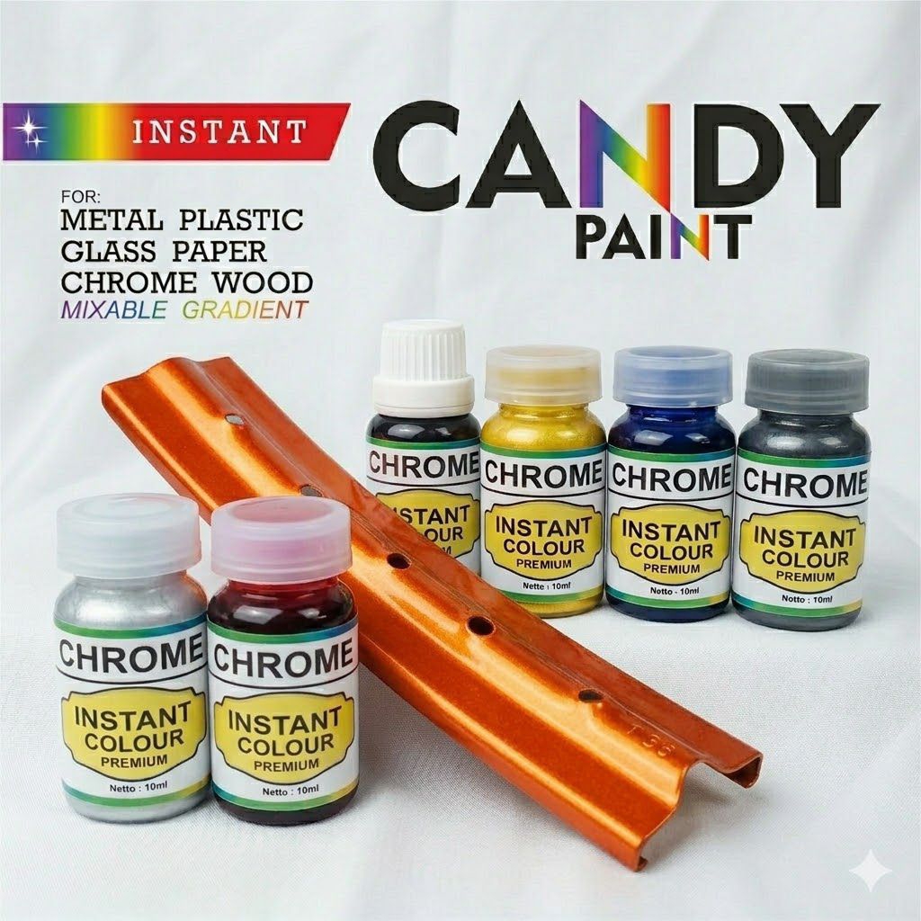 Cat Velg Candy Chrome Paint Instan Warna Orange - Pewarna Logam Poles Kroom Kendaraan Motor,Mobil, S