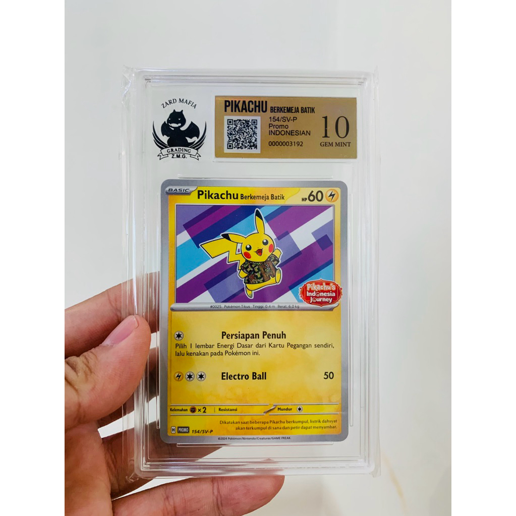 ZMG 10 pikachu batik promo ungu 154 - slab grading local pokemon psa 10 super rare dan termurah pika