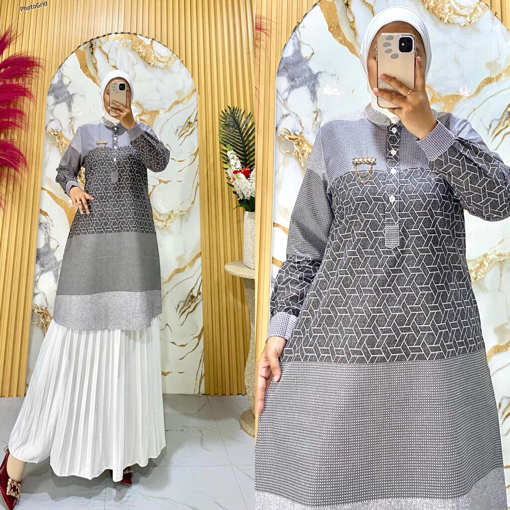 Tunik Flower Basic Part 2 | Tunik Katun |Tunik Putih | Tunik Kerja Kuliah | Baju atasan Wanita Musli