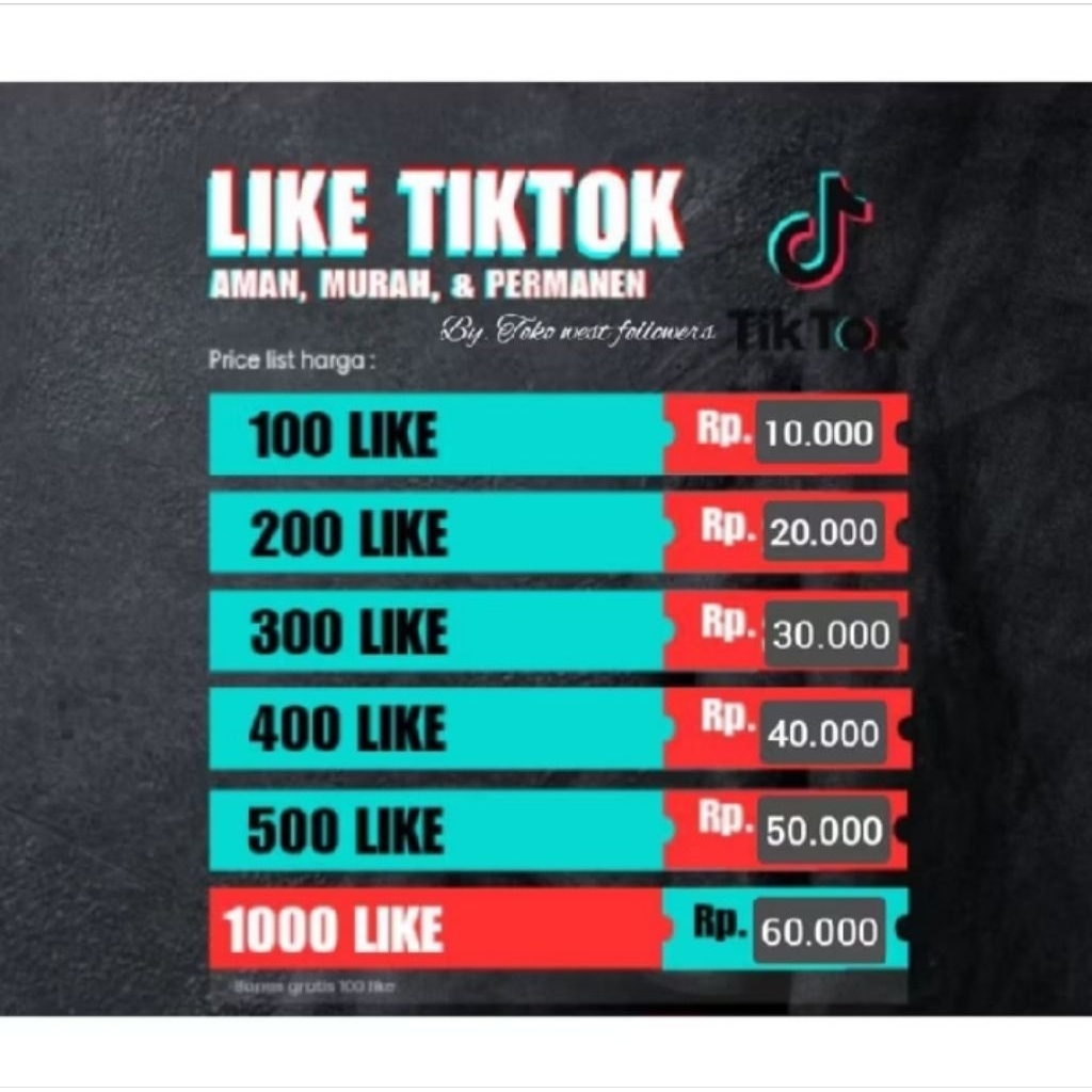 New Jual Like Tiktok Permanen Bergaransi Termurah