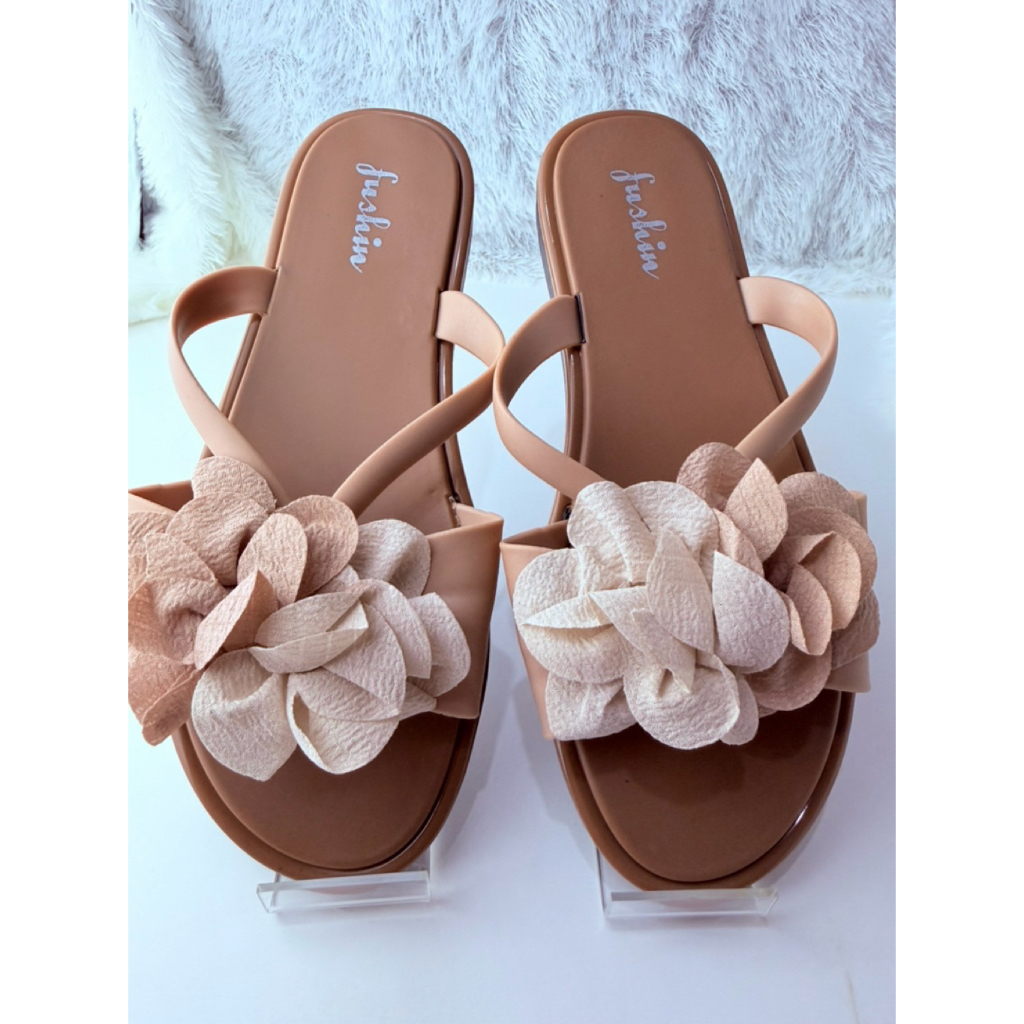 (Cod) Sandal  slop jelly wanita motif flower/slip on motif bunga
