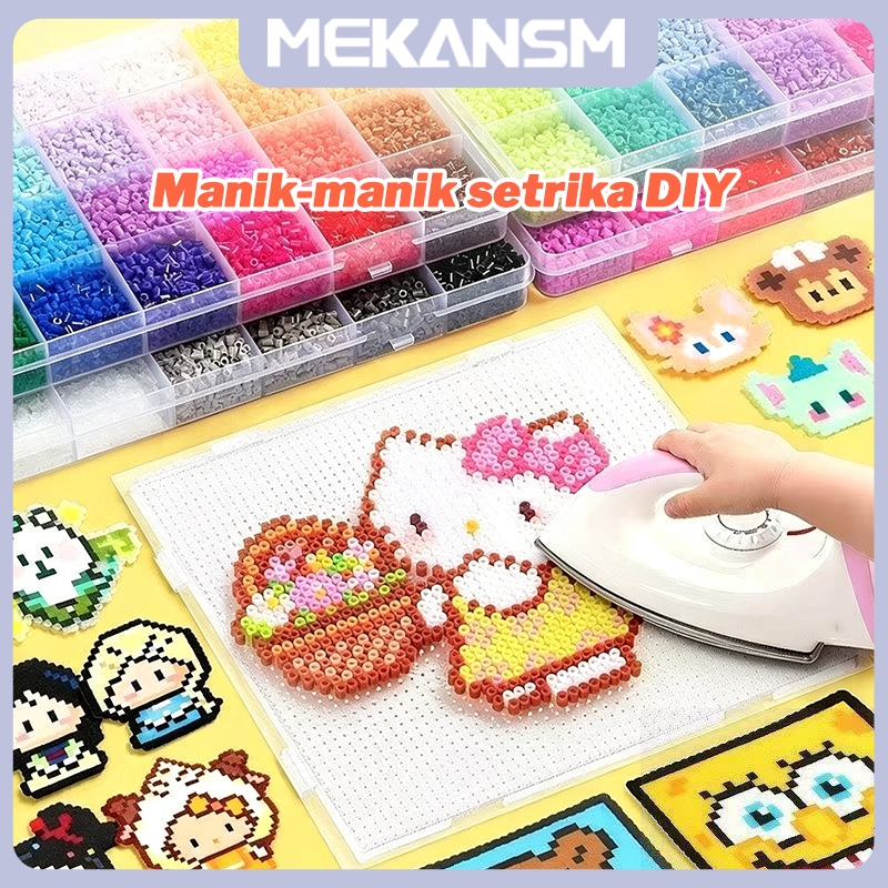 MEKANSM DIY Perler Fuse Beads Set  Manik-Manik Sekering Kit Warna-warni Paket DIY Manik-manik Setrik