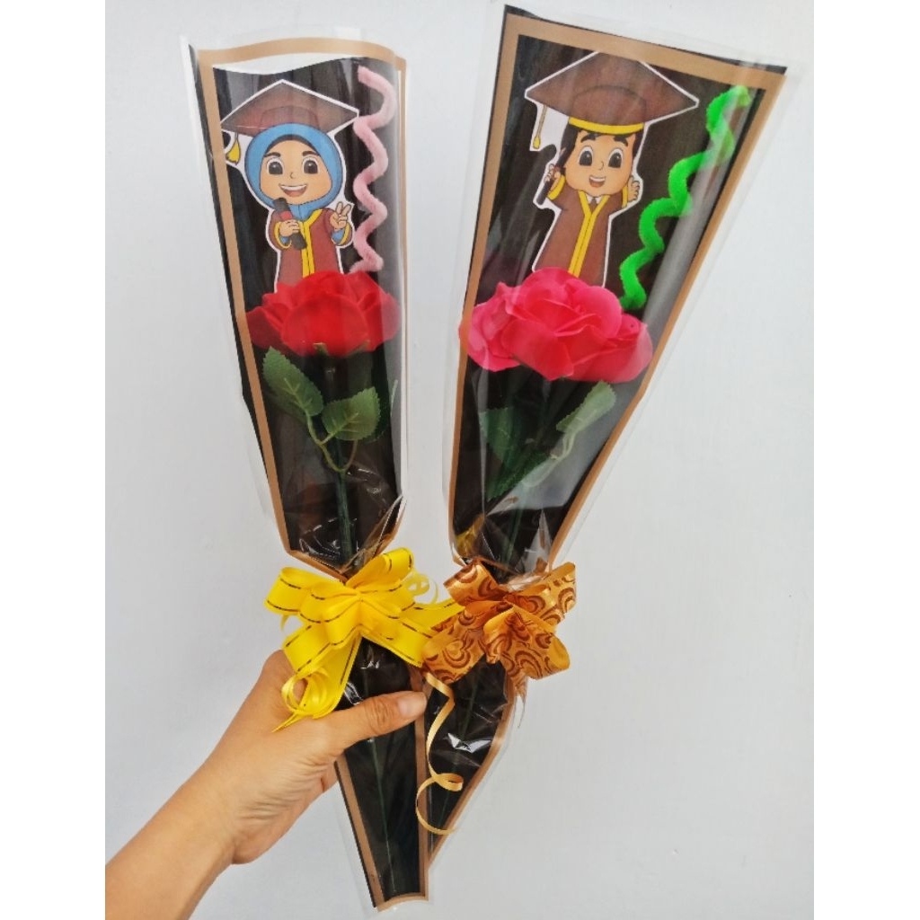 Buket Bunga Mawar 1 tangkai Single Flower / Buket Bunga Wisuda / Buket Bunga Valentine / Buket Bunga