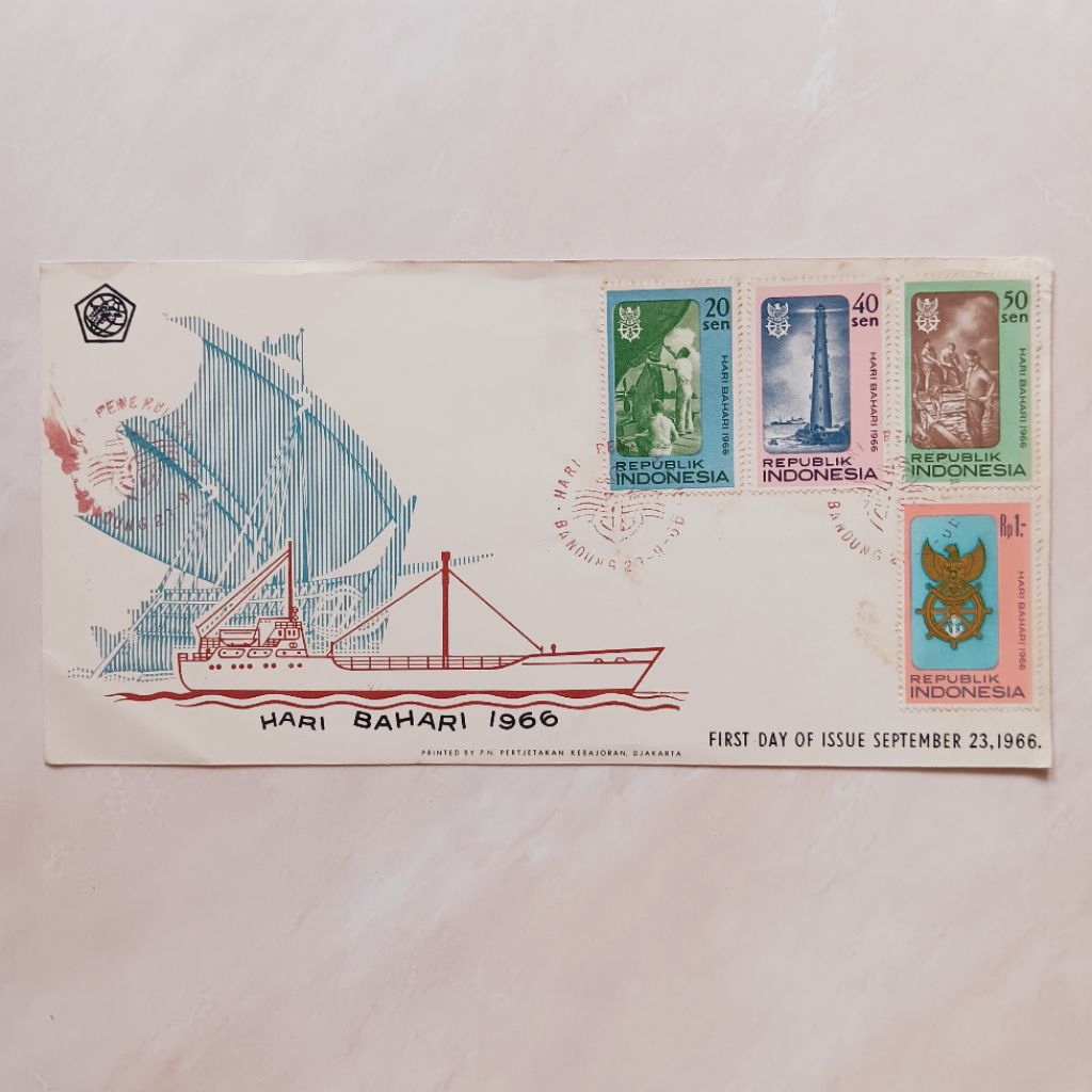 SHP - FDC Sampul Hari Pertama Indonesia 1966 Hari Bahari Mint