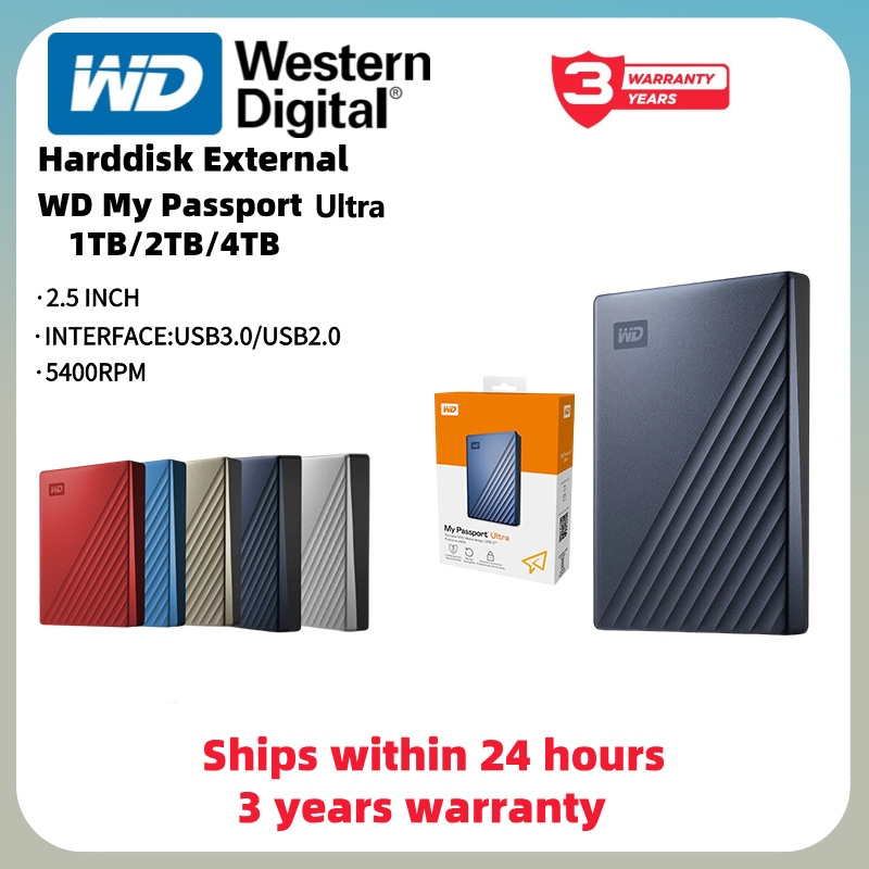 WD NEW My Passport Ultra 1TB 2TB 4TB - HDD / Portable hard drive/ Hardisk / External Harddisk 2.5" U